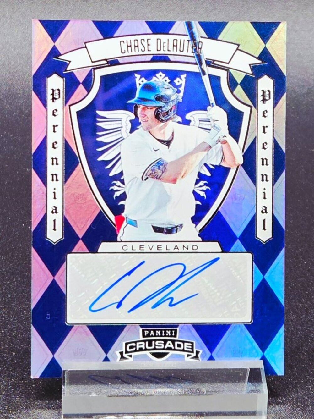 Chase DeLauter Auto Crusade Perennial Prospect RC Guardians Top Prospect